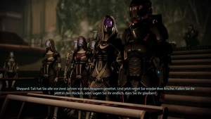 Mass Effect 2 : Mit ihren Gesinnungs-Dialogoptionen (hier: abtrünnig) können Sie beim Gericht mächtig Eindruck schinden.