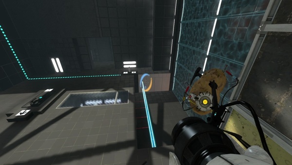 Portal 2 : Mit einem gezielten Schuss können Sie den Geschütztürmen die Sicht versperren.