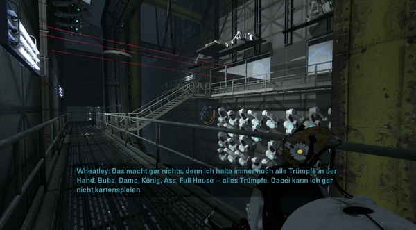Portal 2 : Diese Geschütztürme müssen über ein Energiefeld ausgeschaltet werden, dass Sie im gleichen Raum finden.